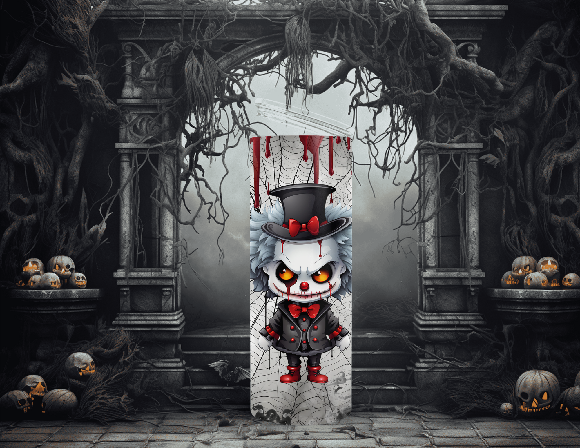 Halloween Spooky Clown and Web Tumbler