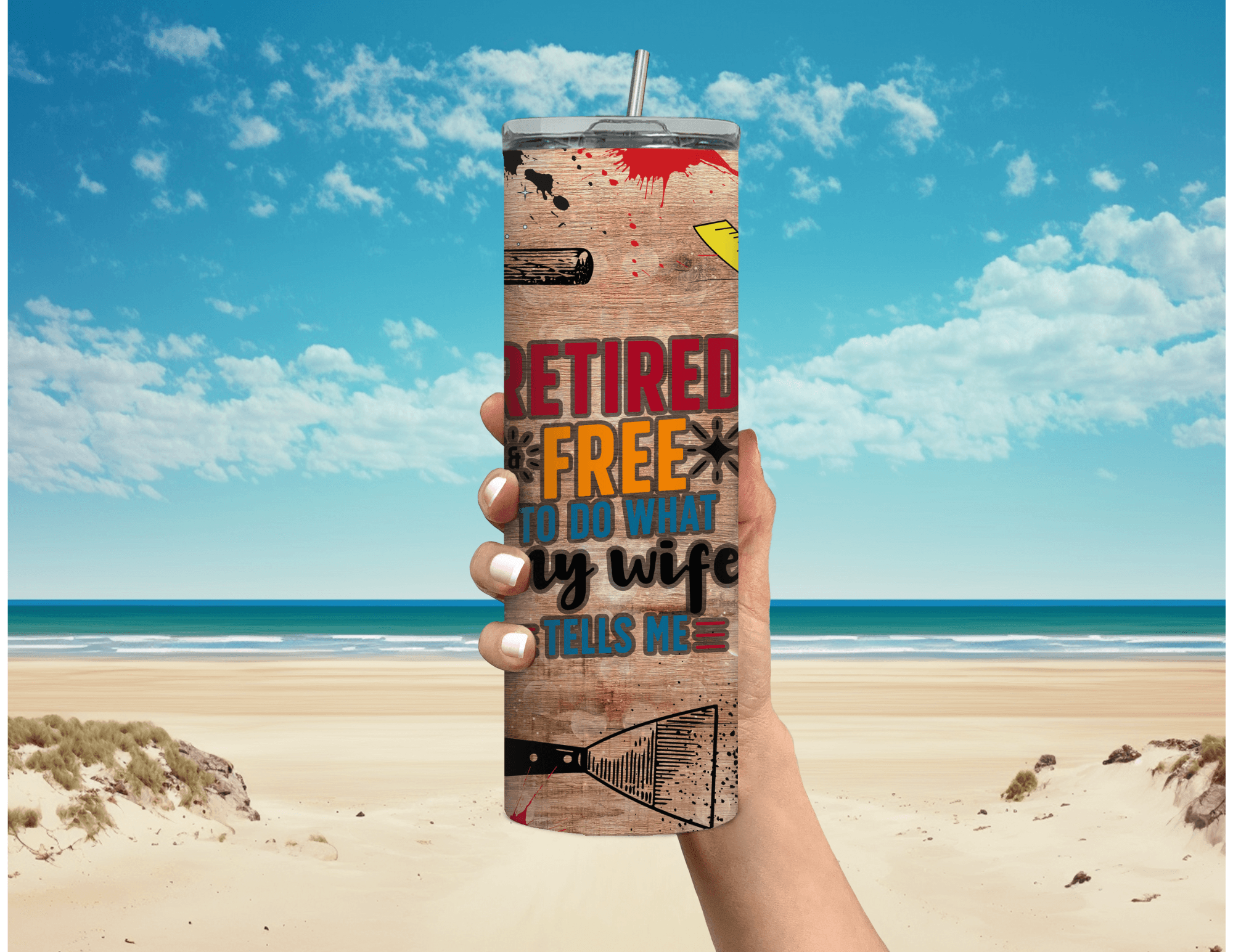 Retired Free to do What My Wife Tells Me 20 oz Skinny Tumbler