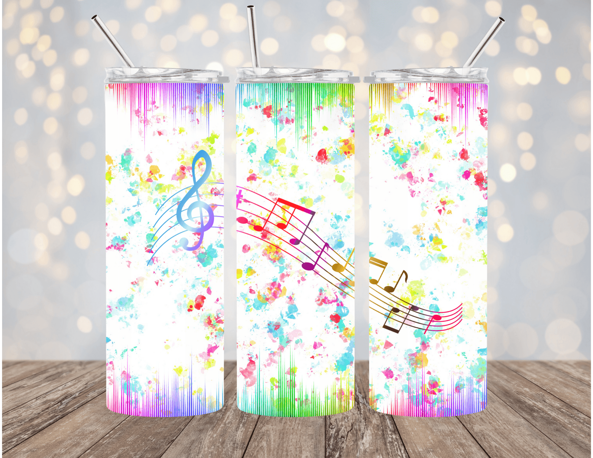 Music Rainbow Notes 20 oz Skinny Tumbler