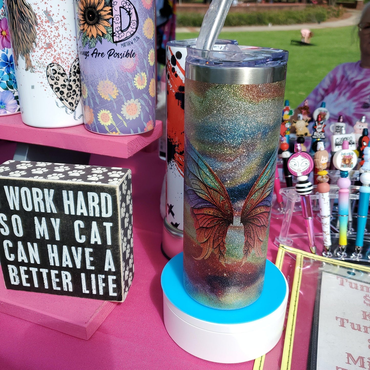 Custom Glitter 20 oz Skinny Tumbler