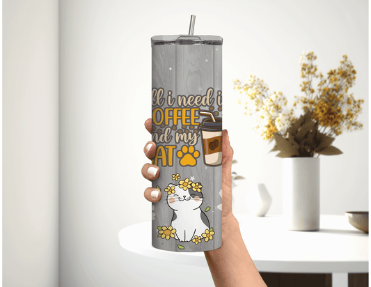 All I Need is Coffee and My Cat 20 oz Skinny Tumbler