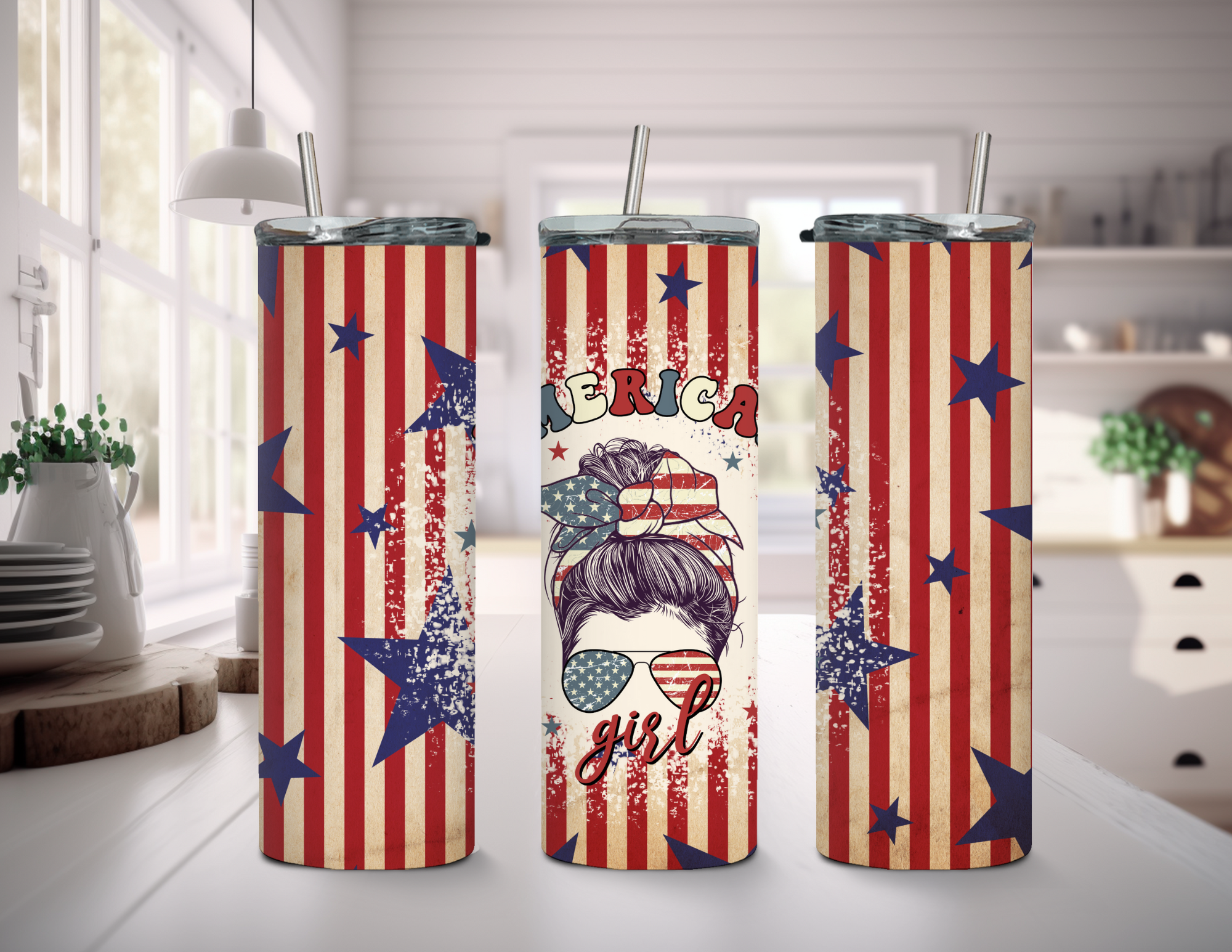 Vaso delgado American Girl Stars de 20 oz