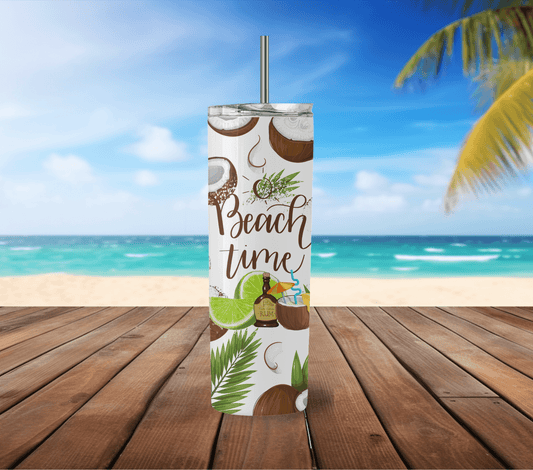 Beach Time Coconuts 20 oz Skinny Tumbler