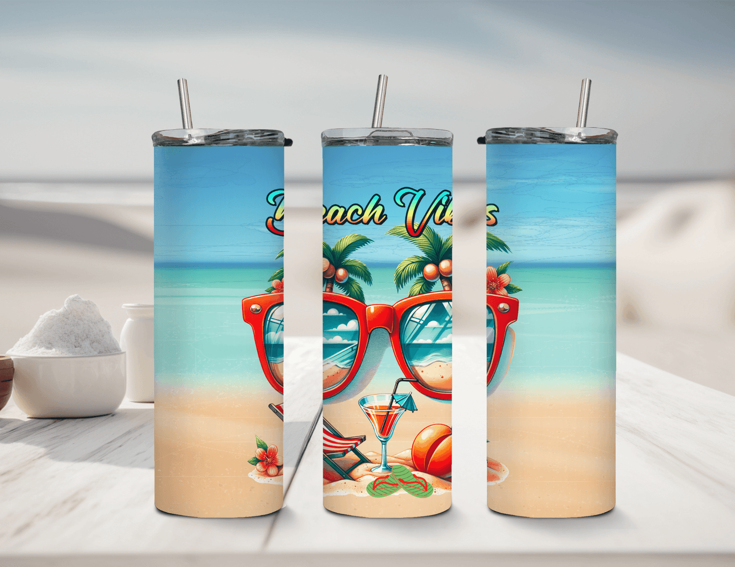 Beach Vibes 20 oz Skinny Tumbler