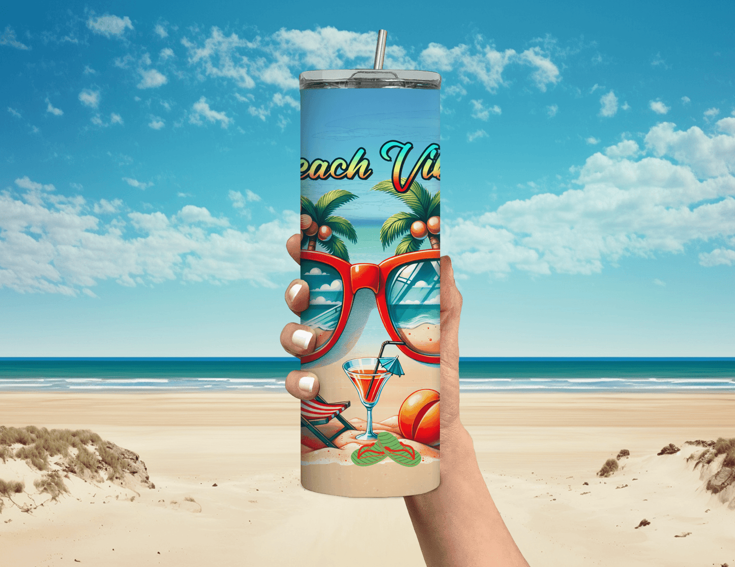 Beach Vibes 20 oz Skinny Tumbler