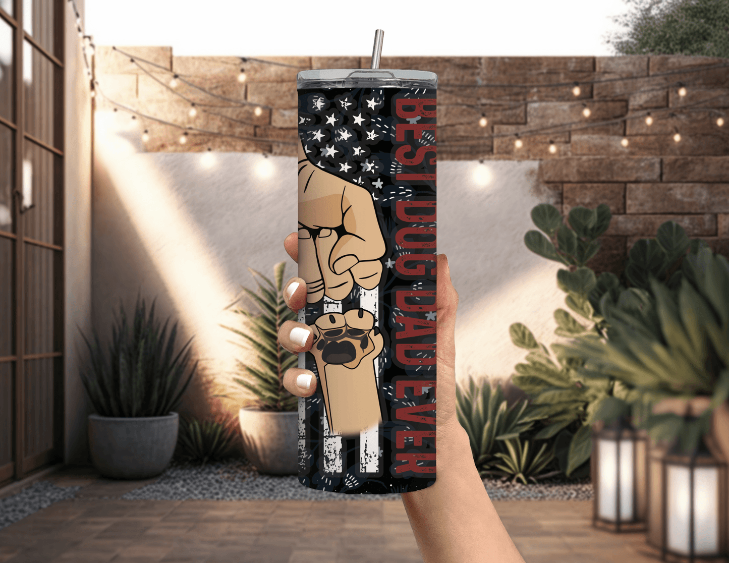 Best Dog Dad Ever 20 oz Skinny Tumbler