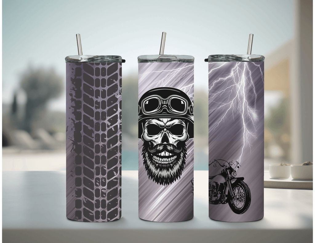 Biker Skull 20 oz Skinny Tumbler