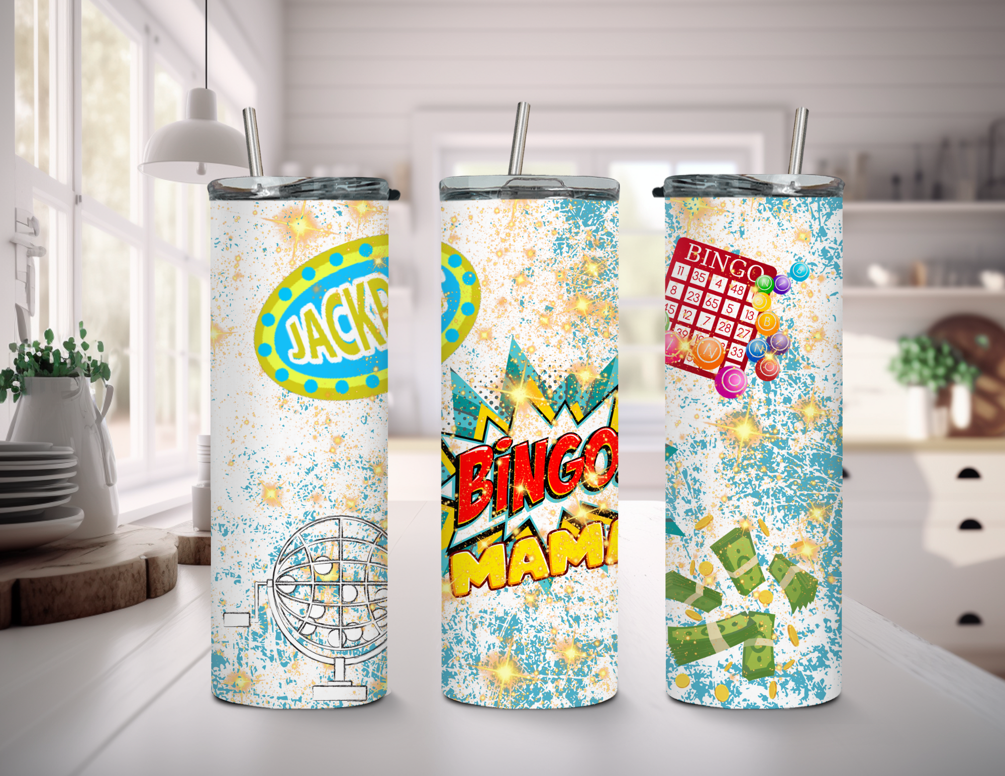 Vaso delgado de 20 oz de Bingo Mama