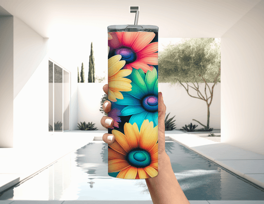 Bright Color Daisies 20 oz Skinny Tumbler