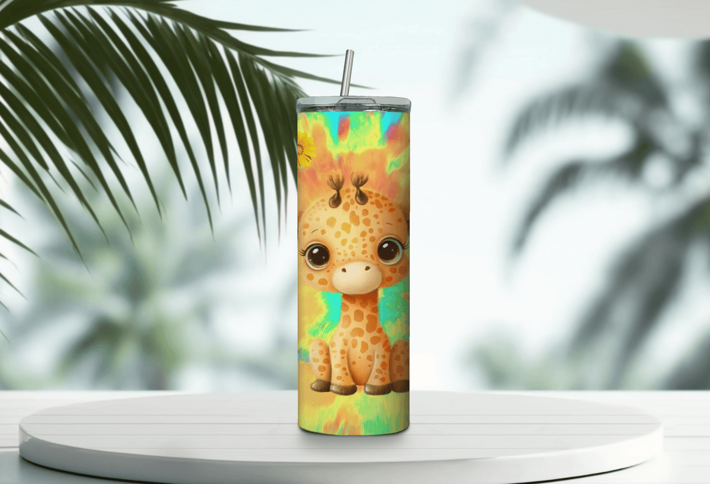 Bright Giraffe Tie Dye 20 oz Skinny Tumbler