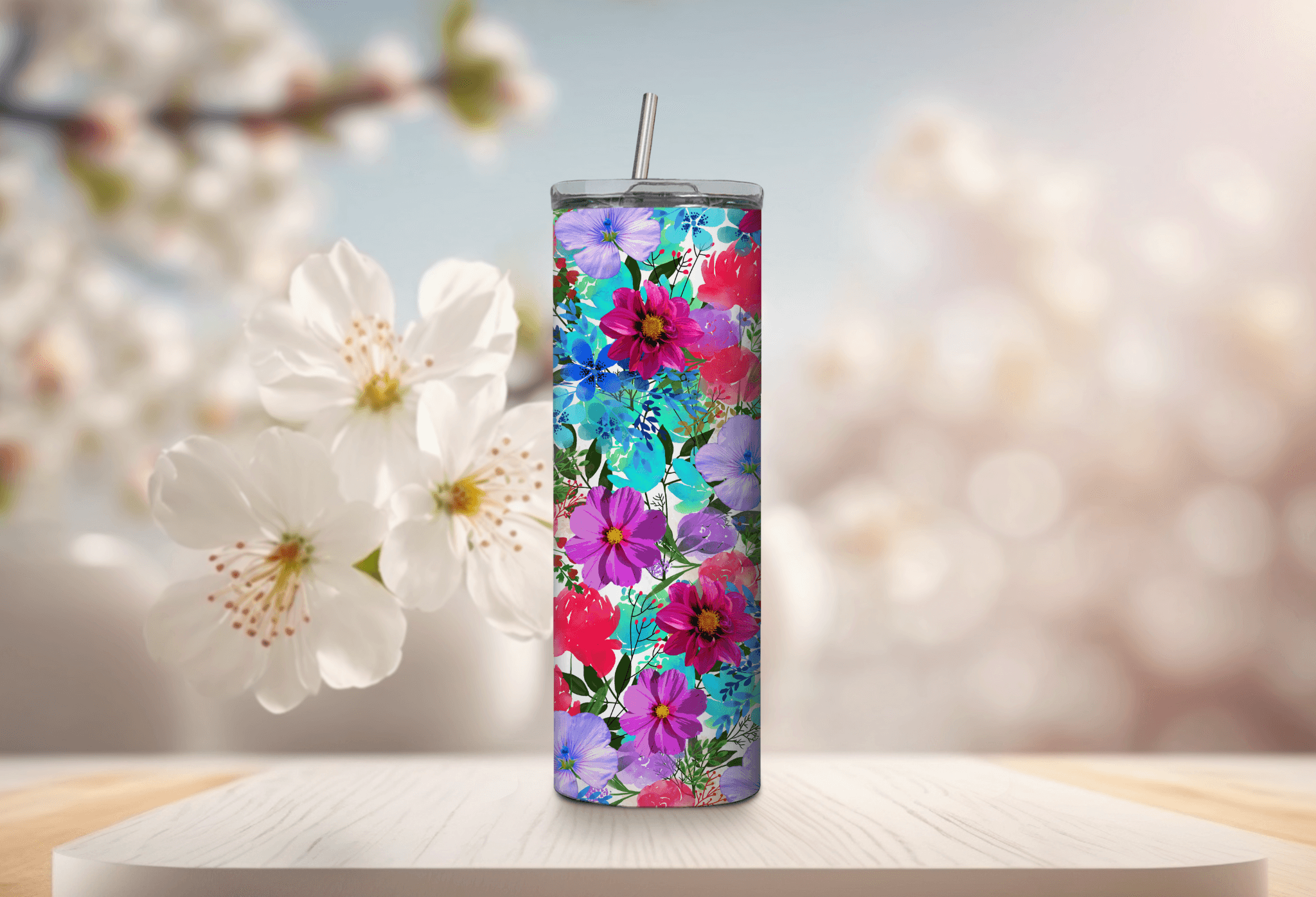 Bright Spring Flowers 20 oz Skinny Tumbler