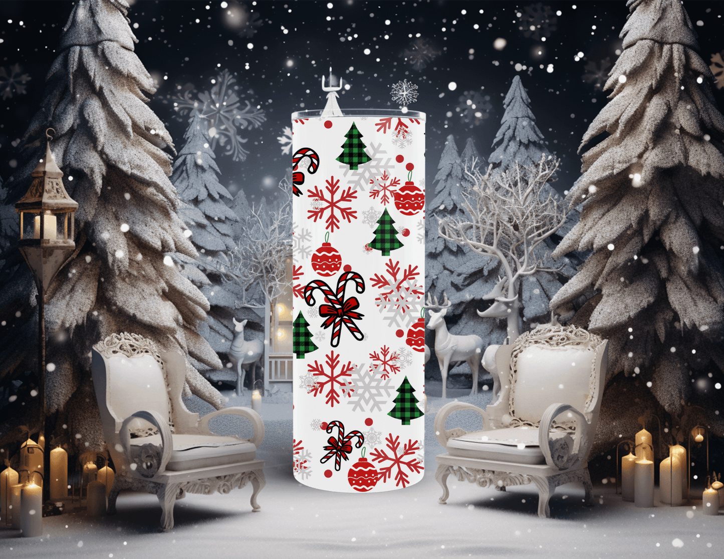 Candy Canes and Christmas Trees 20 oz Skinny Tumbler