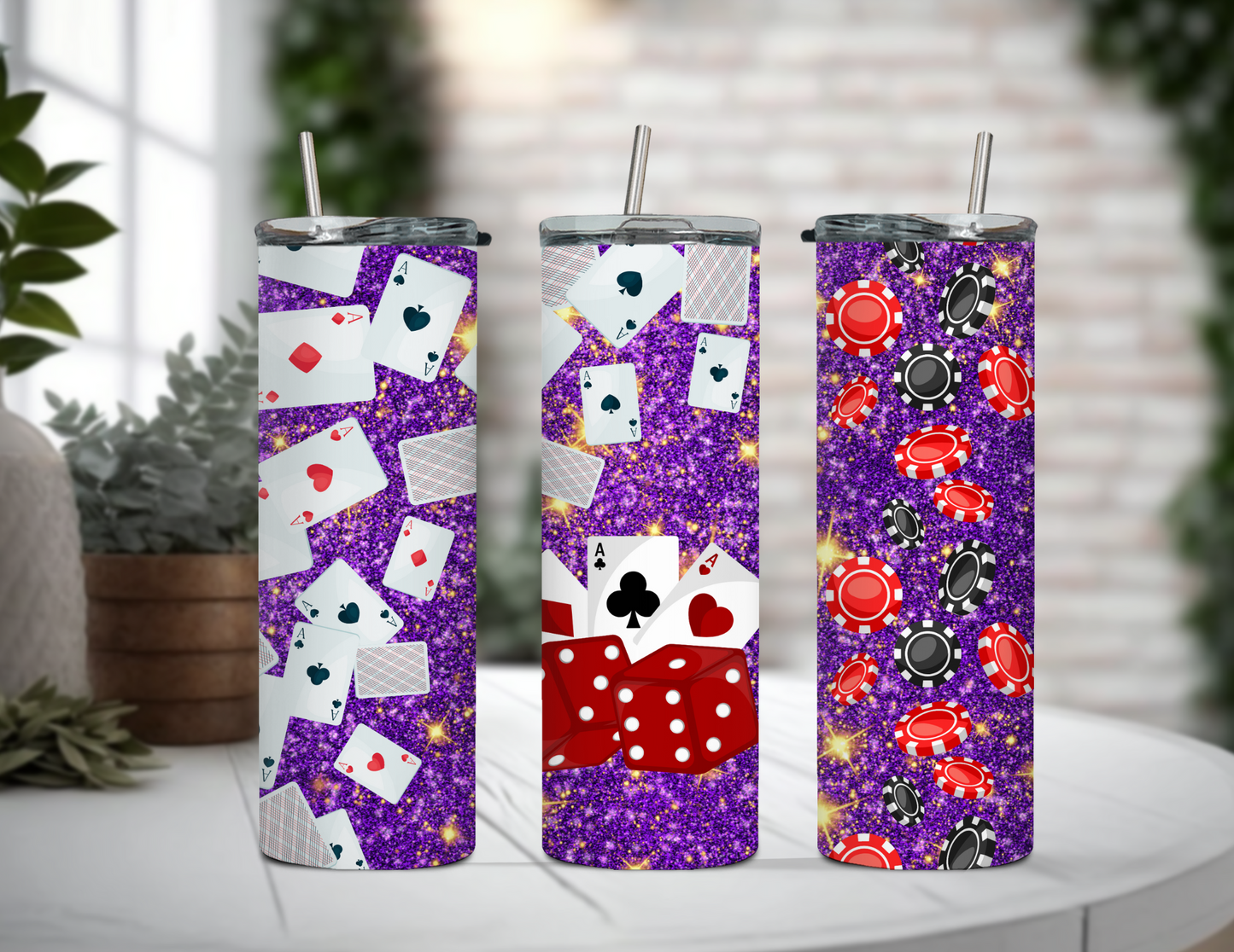 Casino Night Bundle Set 20 oz Skinny Tumblers