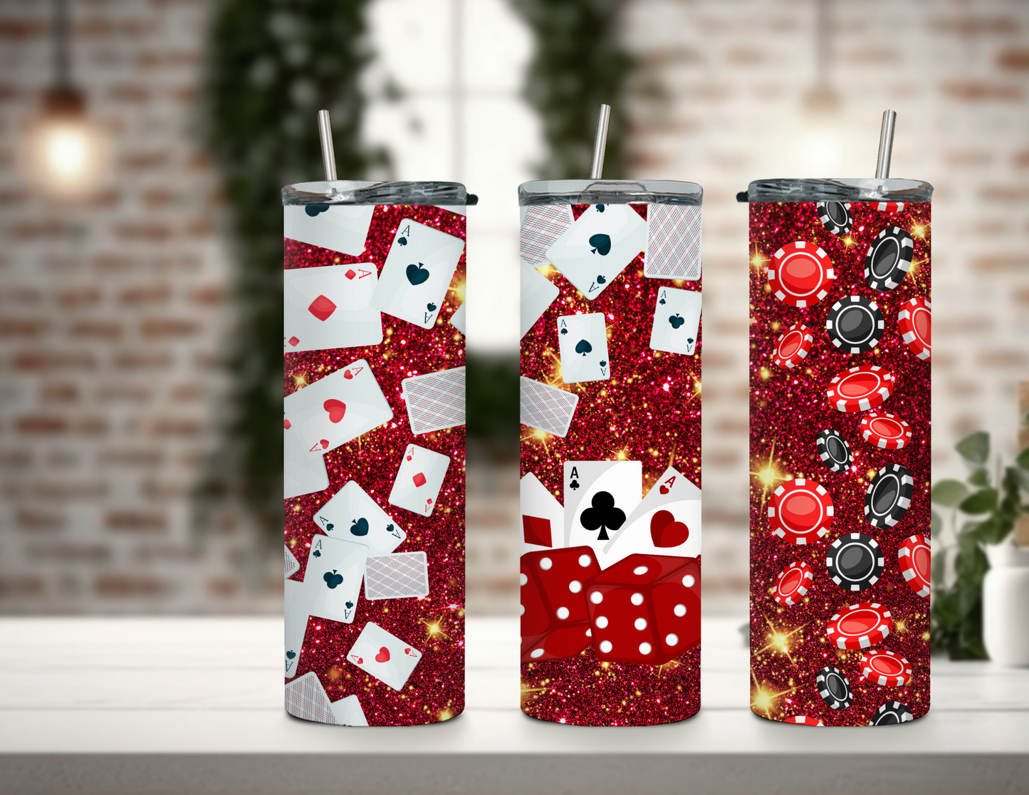 Casino Night Bundle Set 20 oz Skinny Tumblers