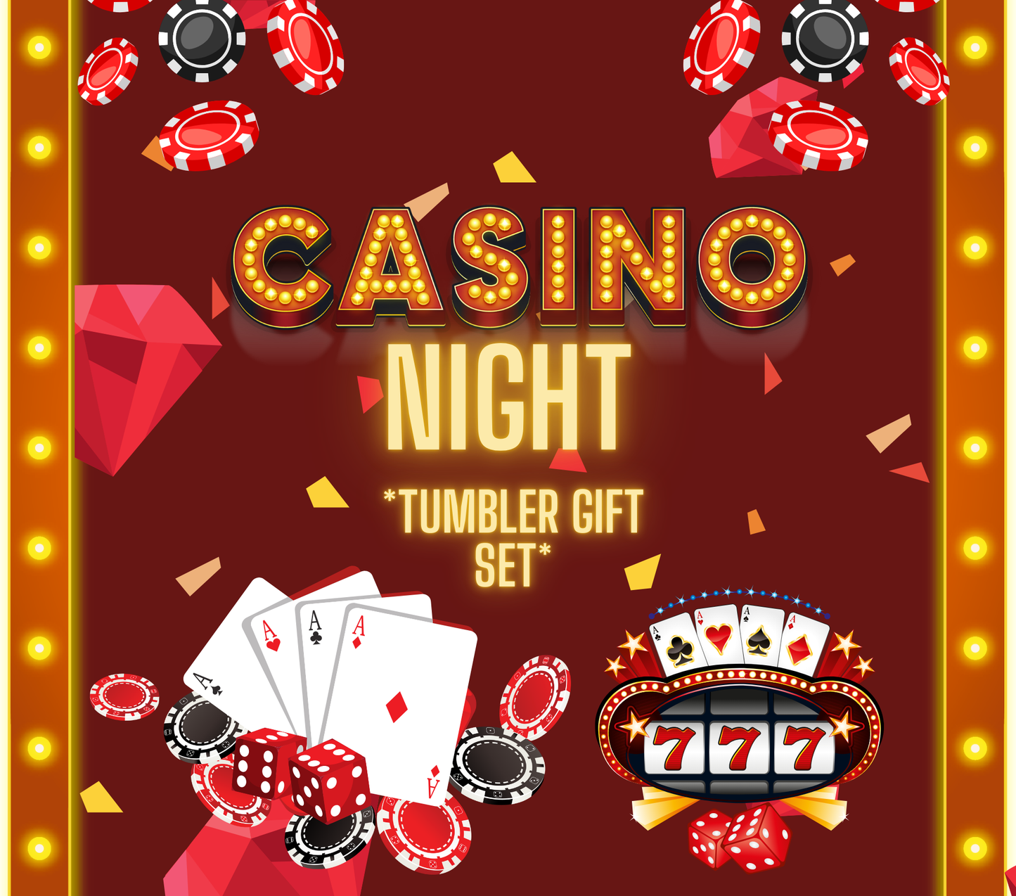 Casino Night Tumbler Gift Set with Gift Bag