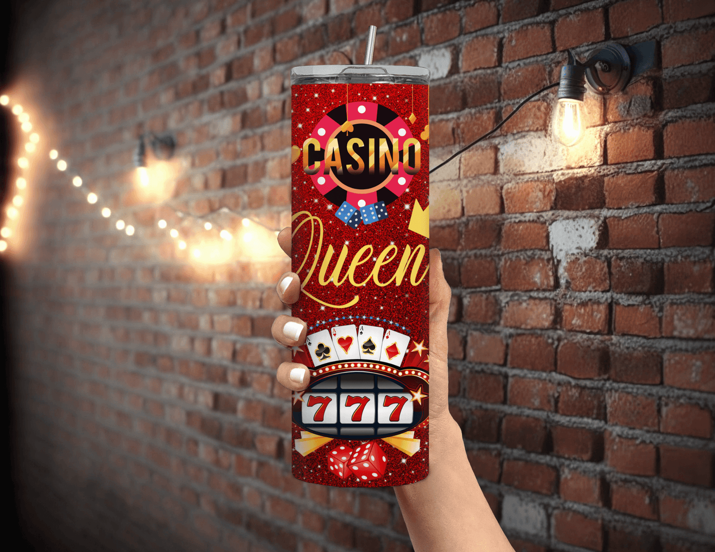 Vaso delgado de 20 oz de Casino Queen