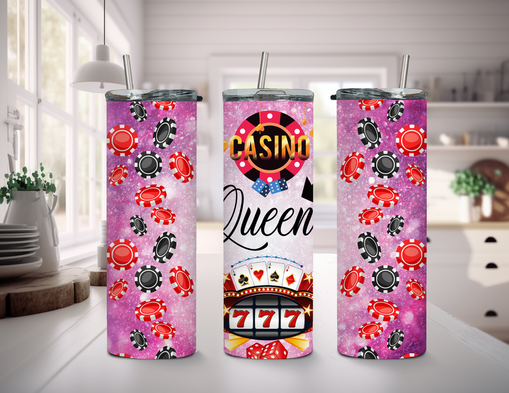 Vaso delgado de 20 oz de Casino Queen