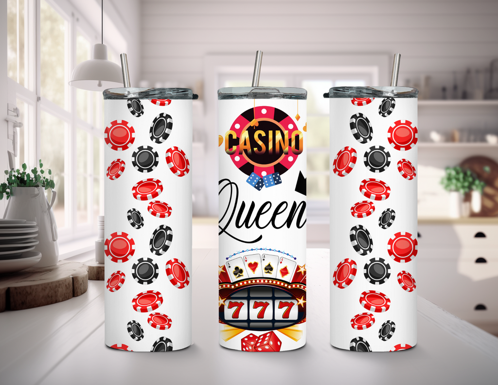 Vaso delgado de 20 oz de Casino Queen