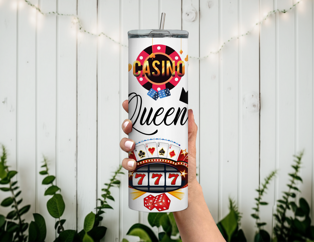 Vaso delgado de 20 oz de Casino Queen