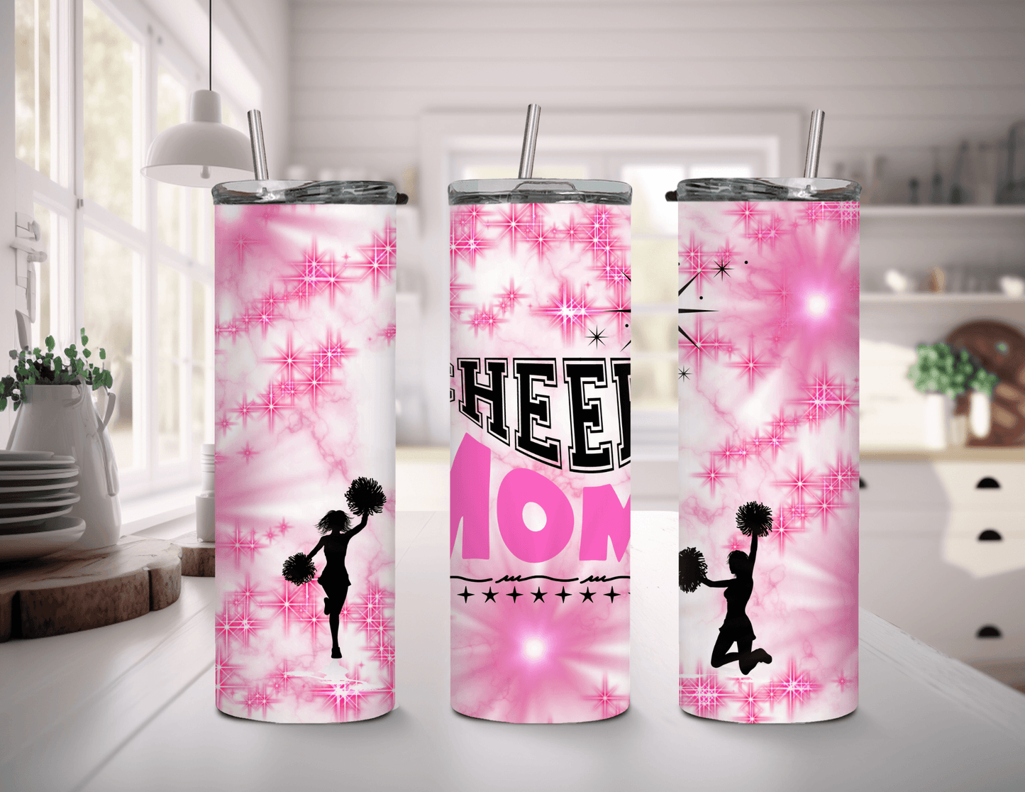 Cheer Mom Pink 20 oz Skinny Tumbler