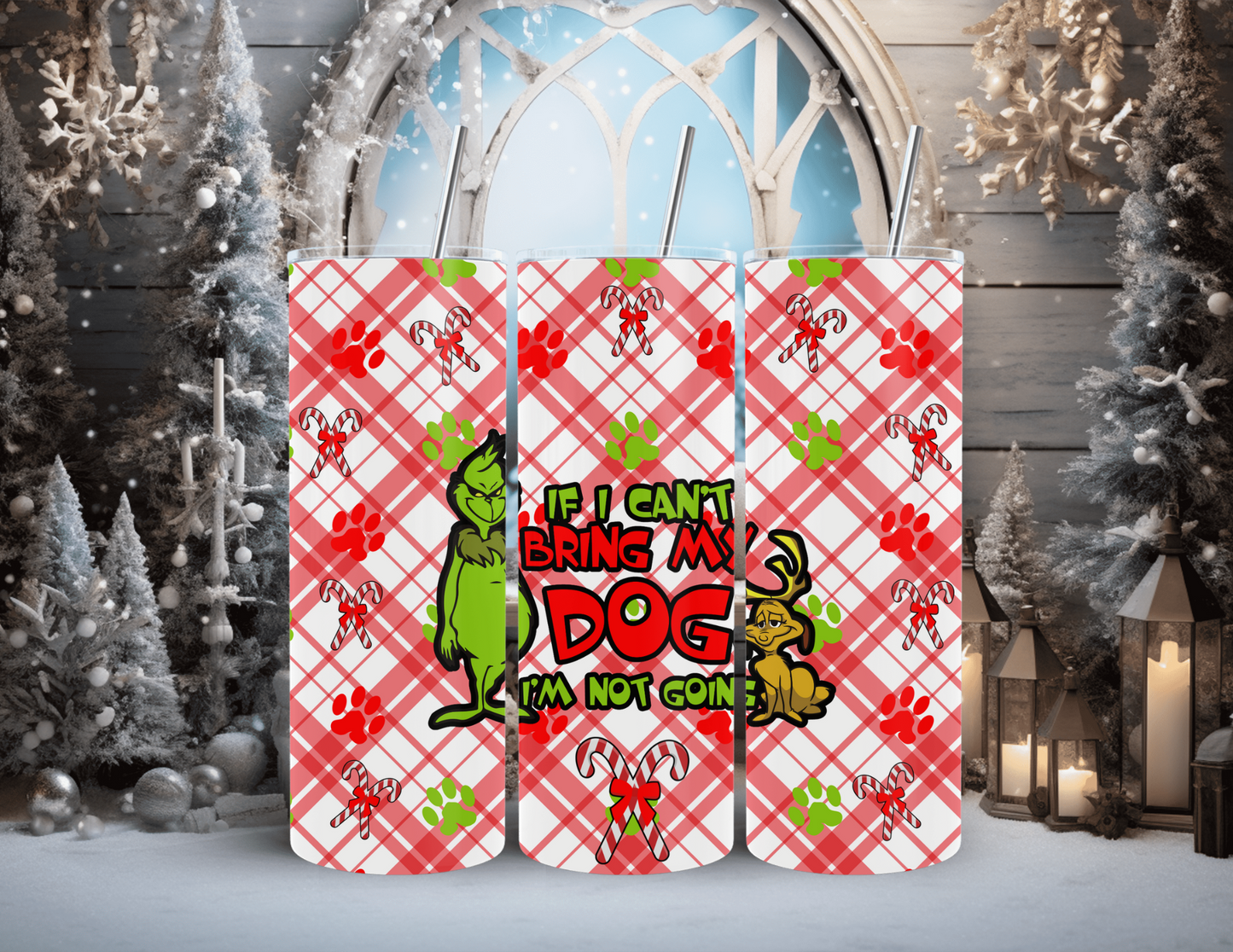 Christmas Cartoon Dog 20 oz Skinny Tumbler