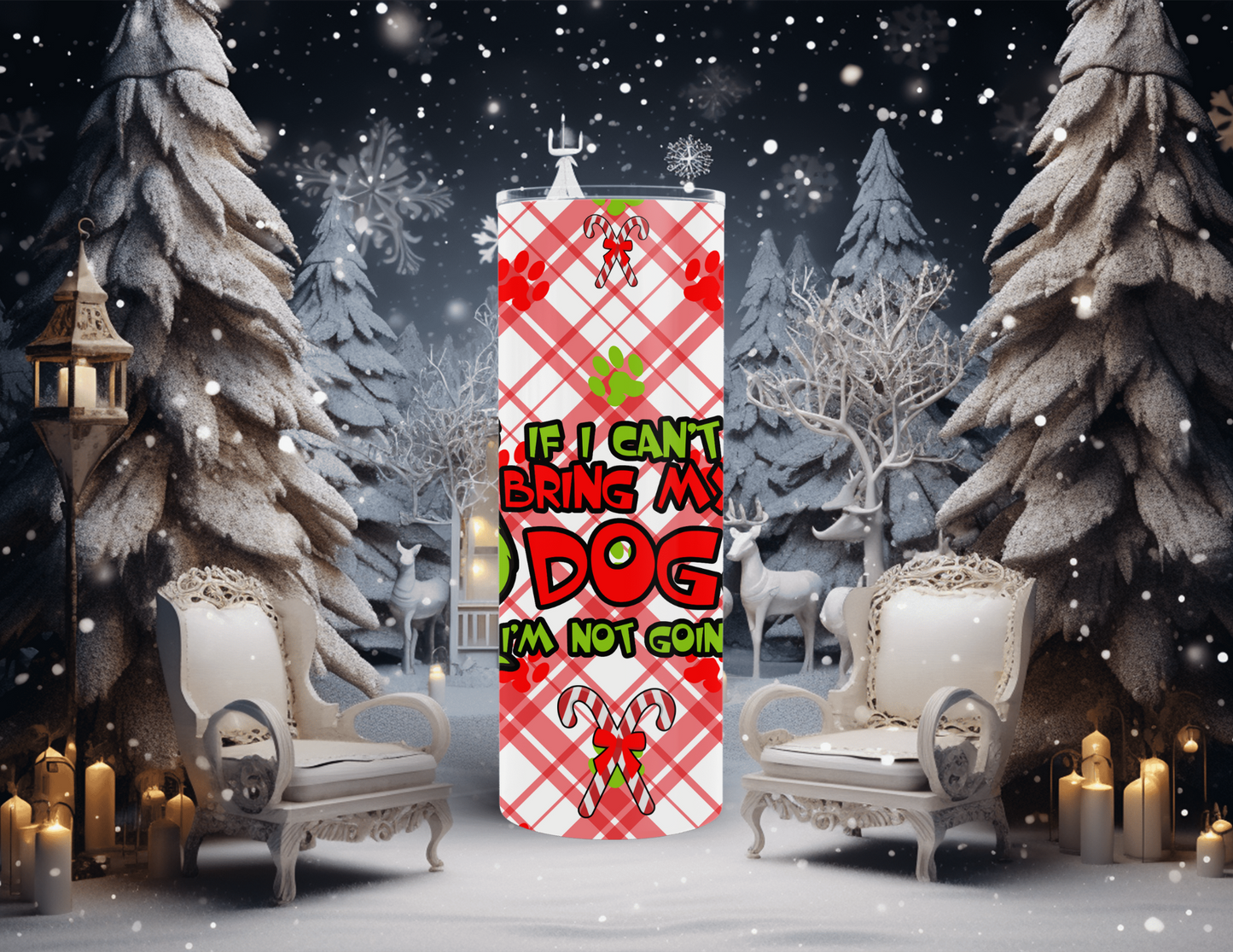 Christmas Cartoon Dog 20 oz Skinny Tumbler