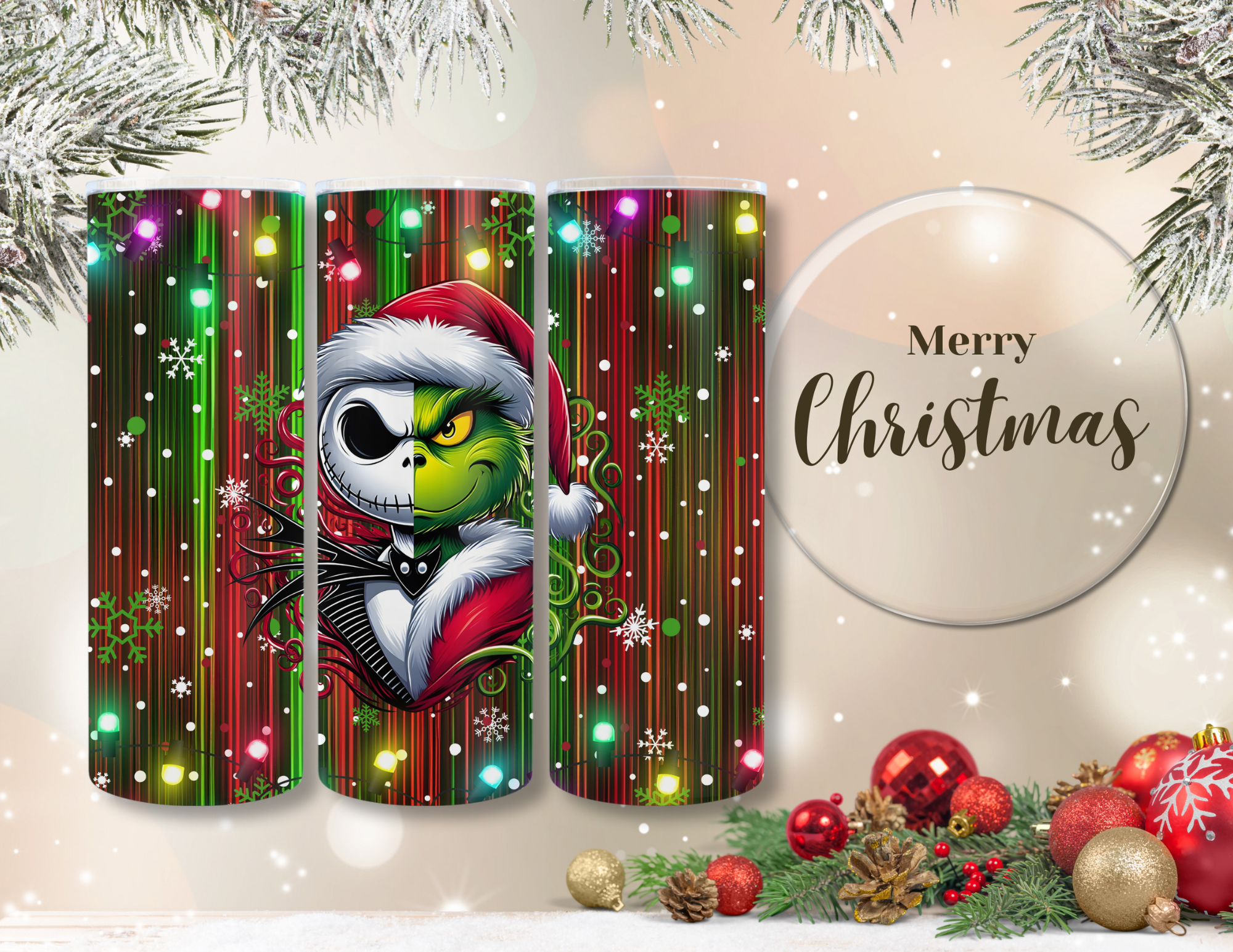 Christmas Cartoon Grinch / Jack Friends Tumbler