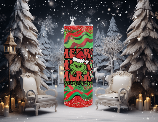 Christmas Cartoon Merry Merry 20 oz Skinny Tumbler