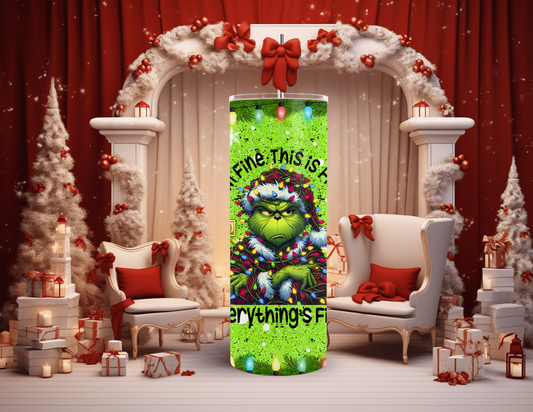 Christmas Cartoon with Tree and Lights 20 oz Skinny Tumbler