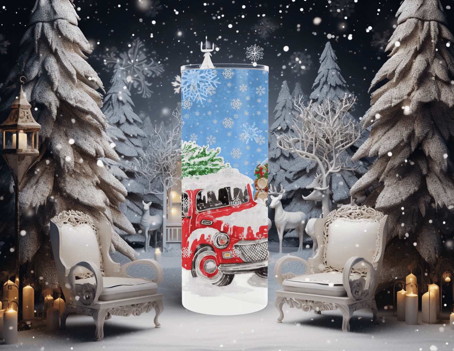 Christmas Little Red Truck 20 oz Skinny Tumbler