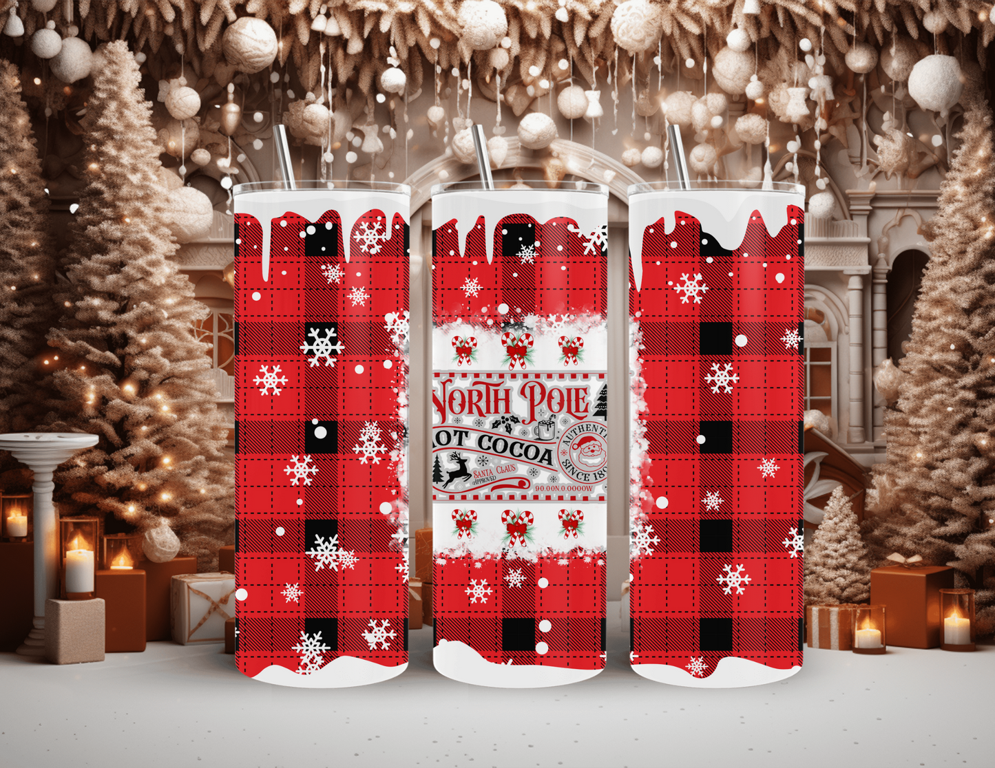 Christmas North Pole Hot Cocoa 20 oz Skinny Tumbler