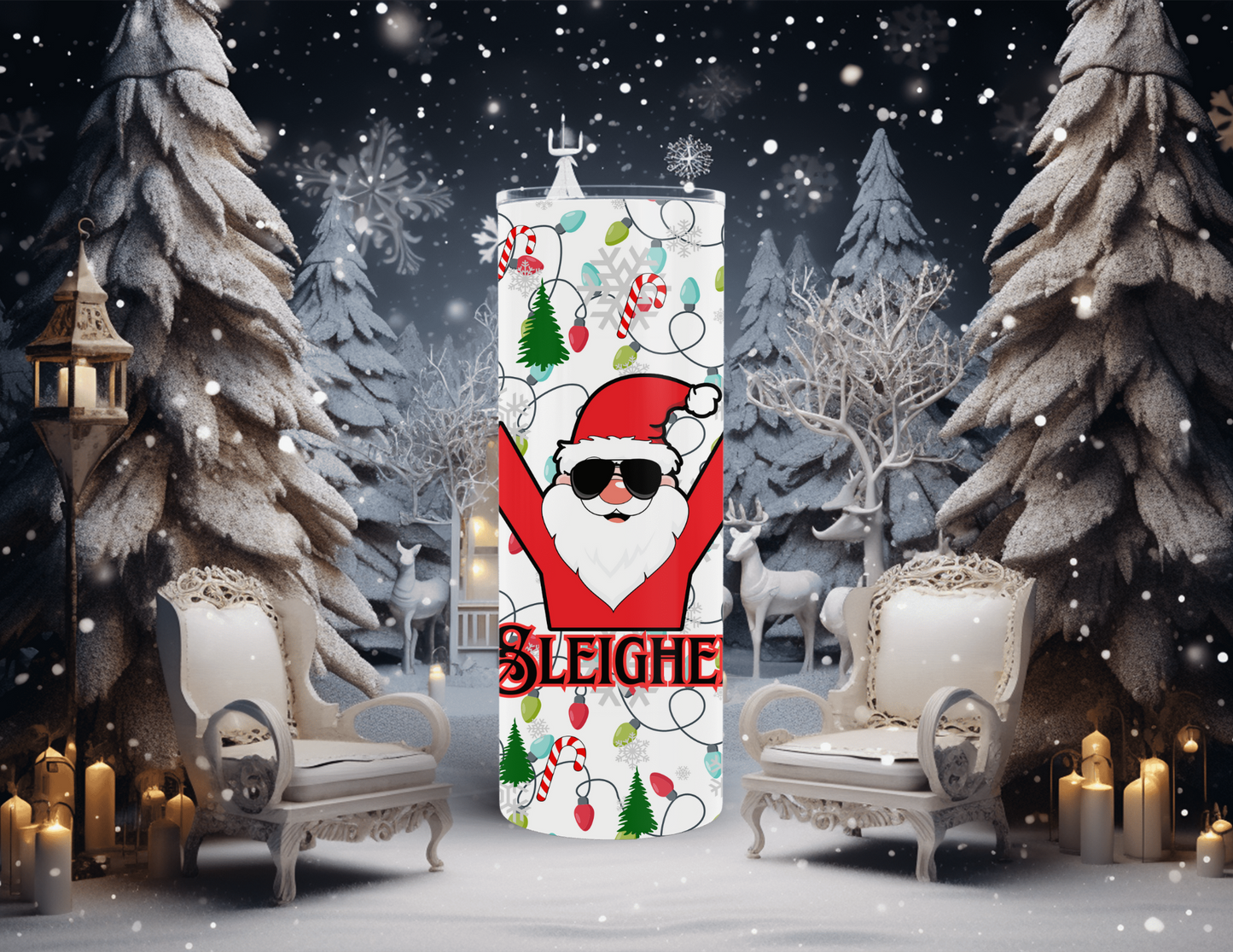 Christmas Santa Sleigher 20 oz Skinny Tumbler