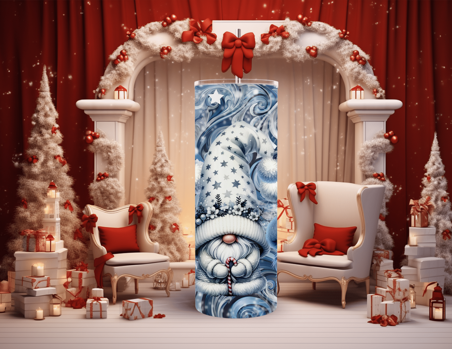 Christmas Snow Gnomes 20 oz Skinny Tumbler