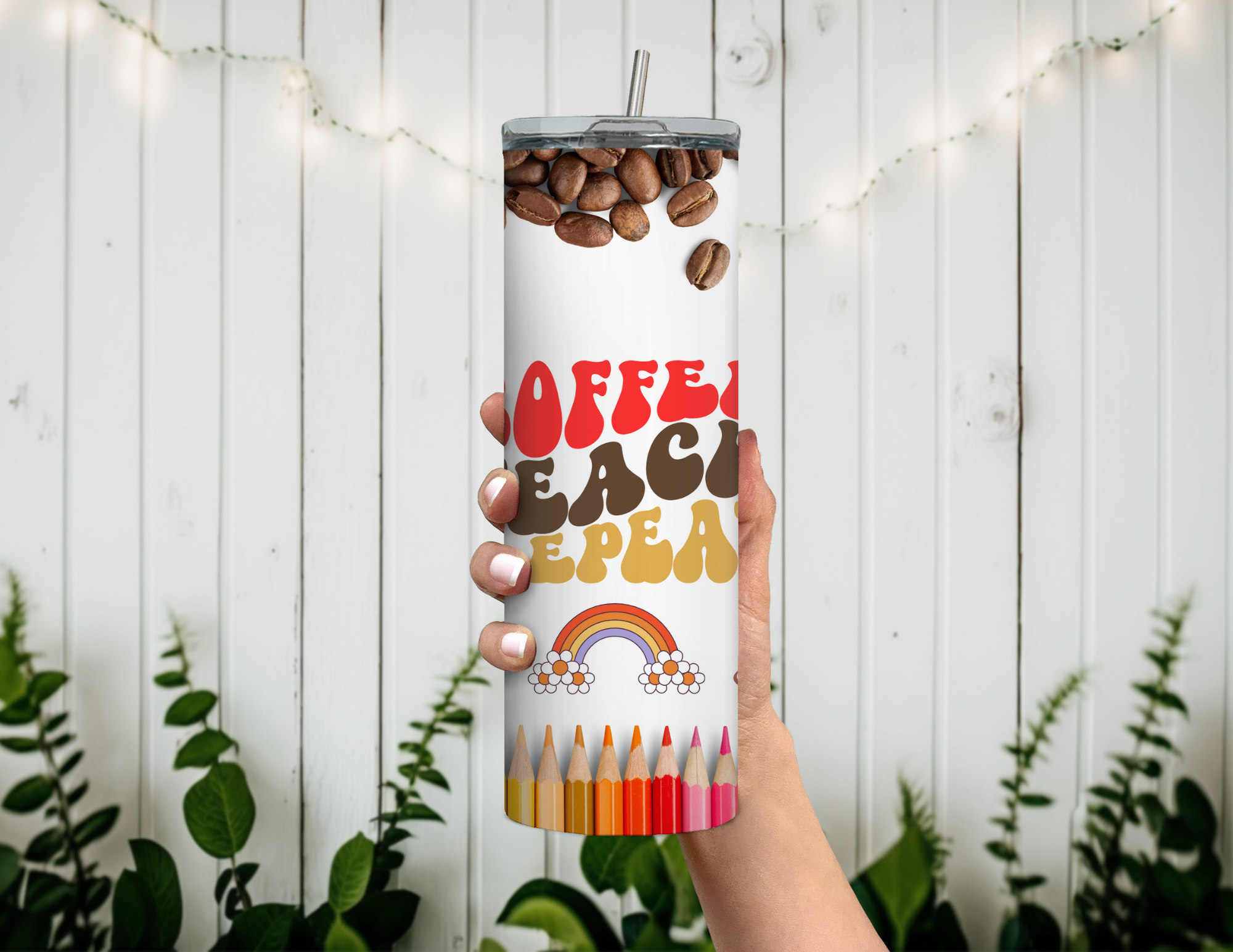 Coffee Teach Repeat 20 oz Skinny Sublimation Tumbler
