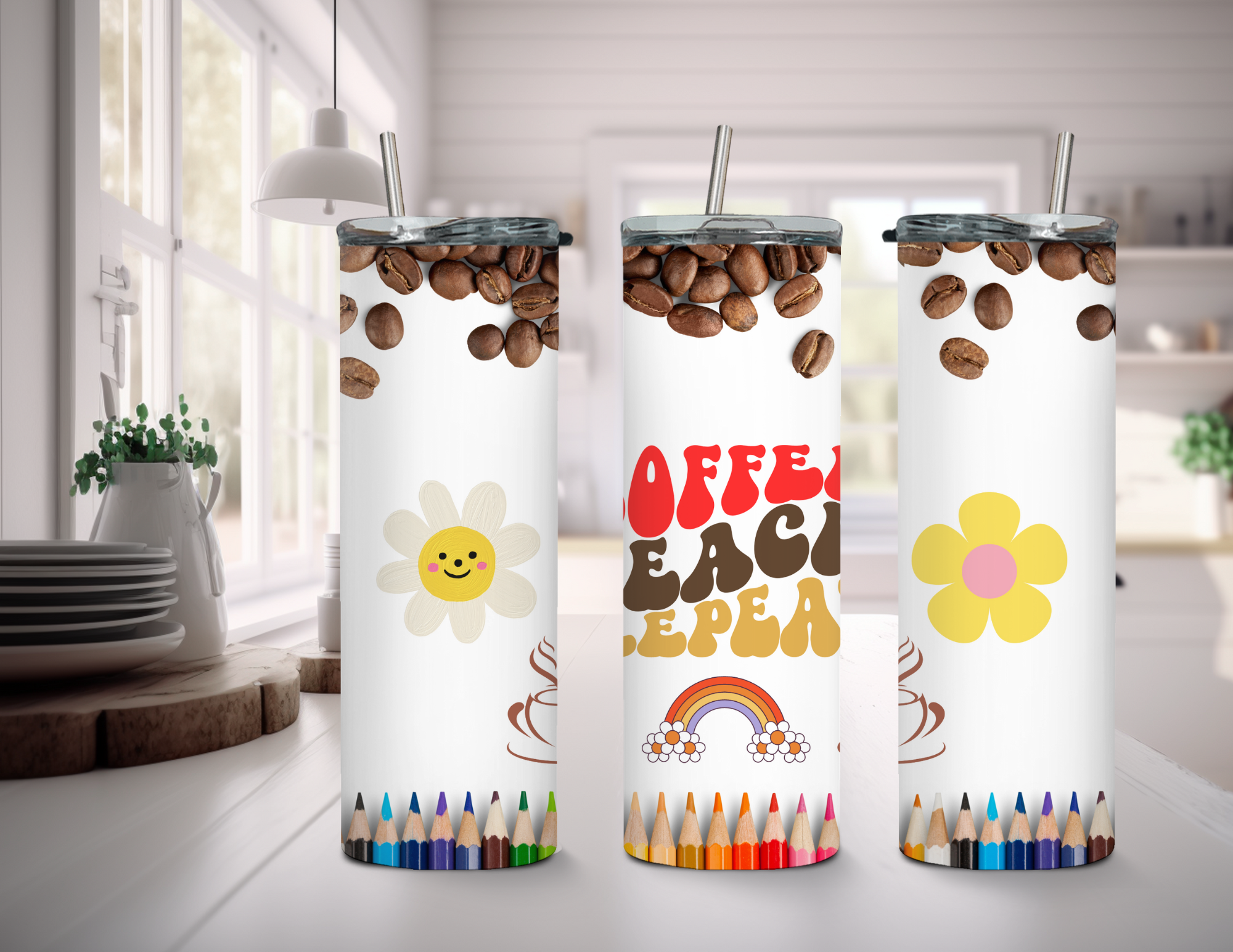 Coffee Teach Repeat 20 oz Skinny Sublimation Tumbler