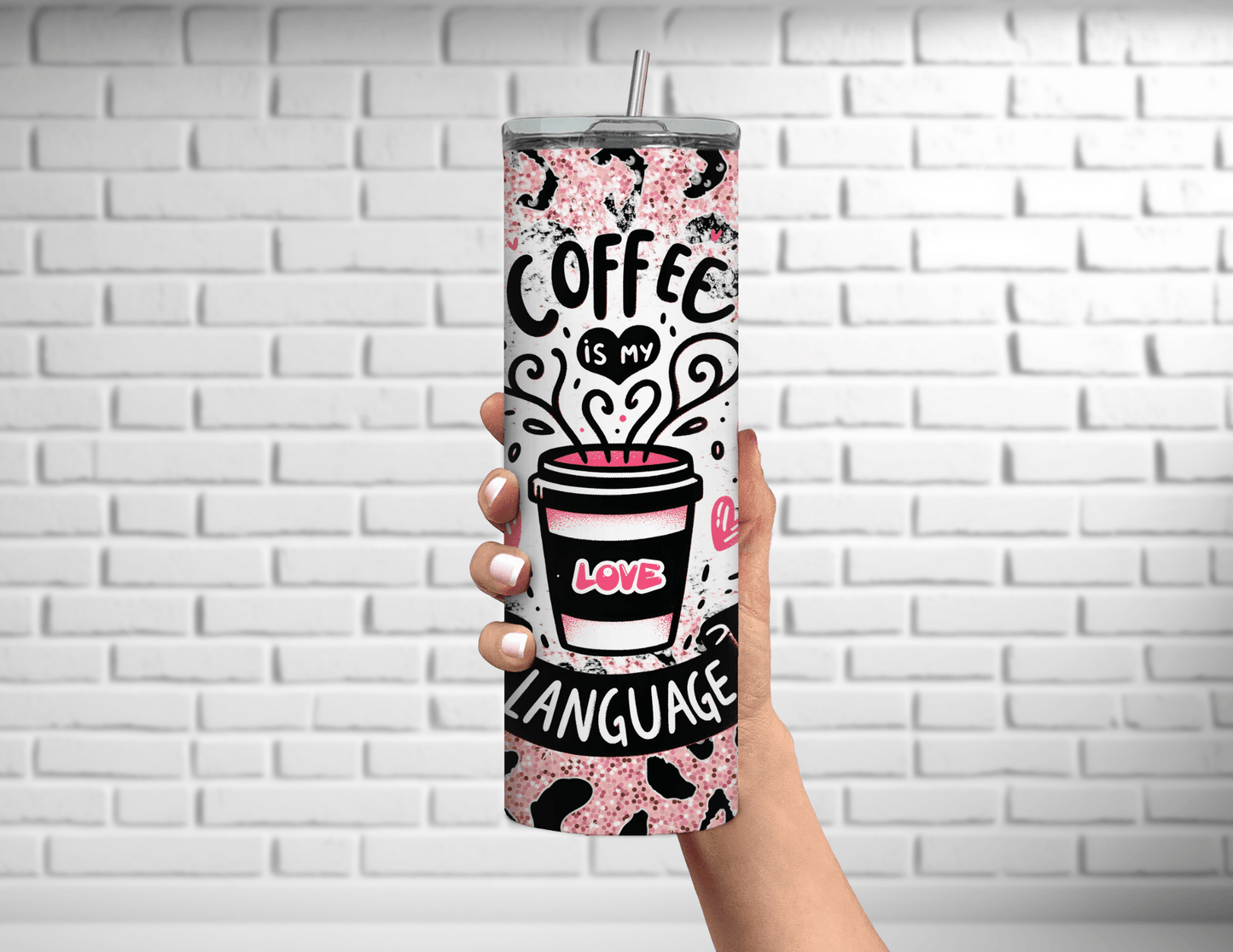 El café es mi lenguaje del amor Vaso delgado de 20 oz