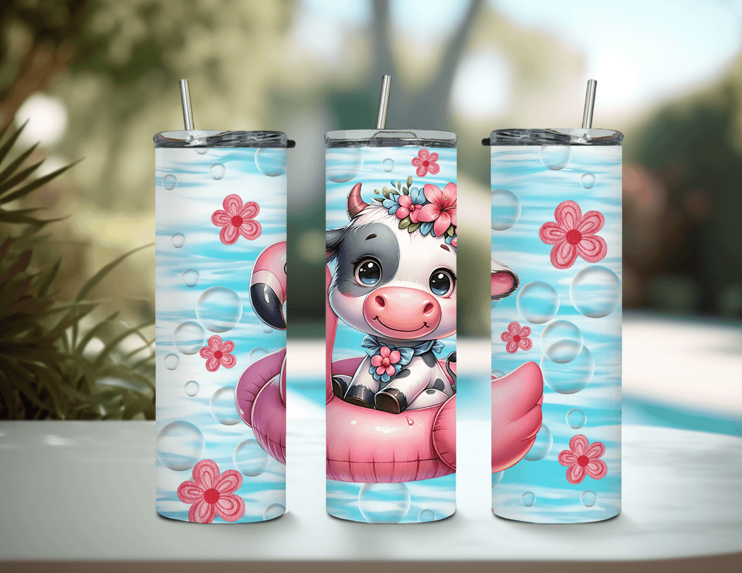 Cow and Flamingo 20 oz Skinny Tumbler