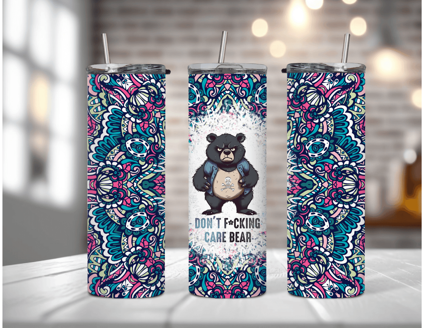 Don't F*cking Care Bear 20 oz Skinny Tumbler