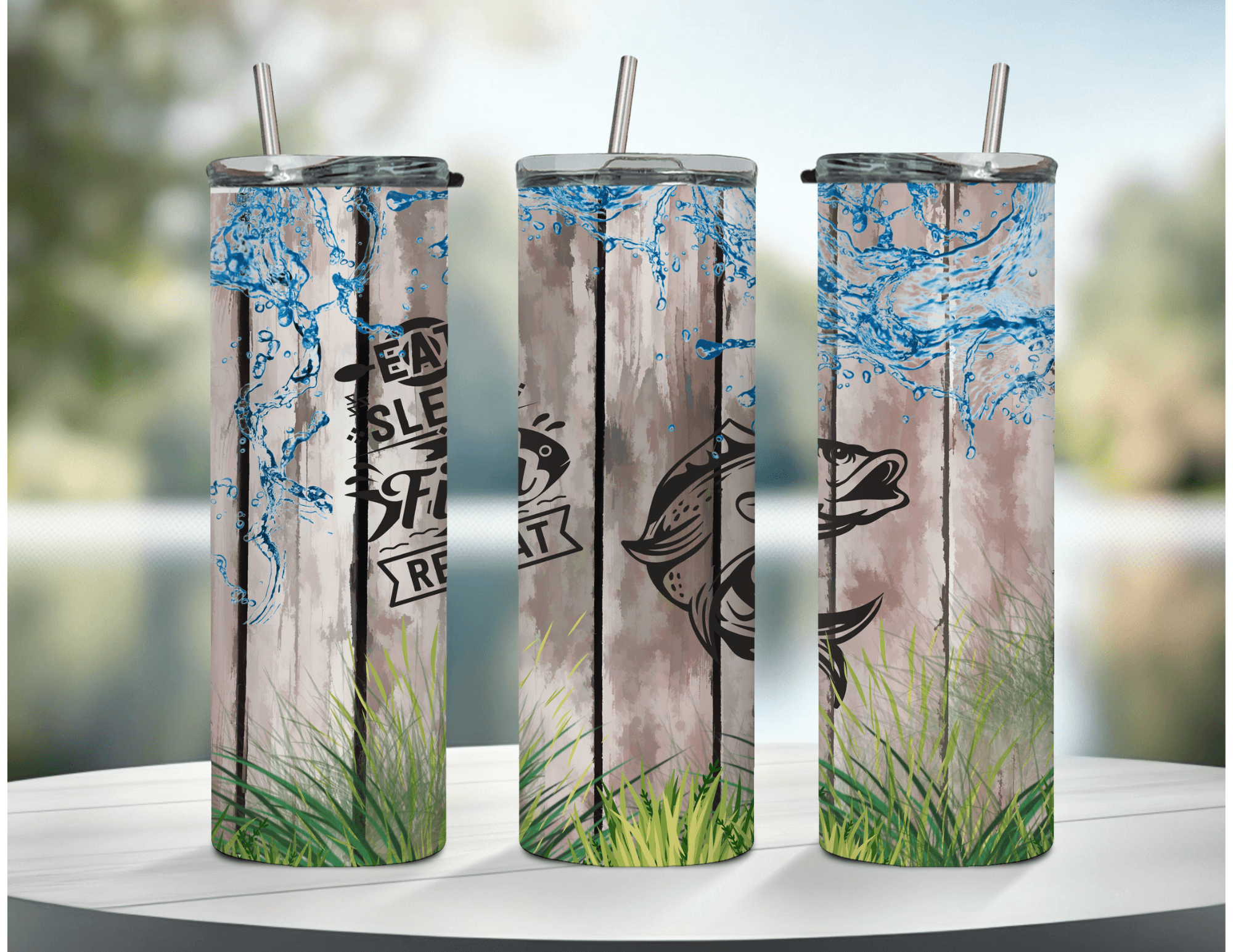Eat Sleep Fish Repeat 20 oz Skinny Tumbler