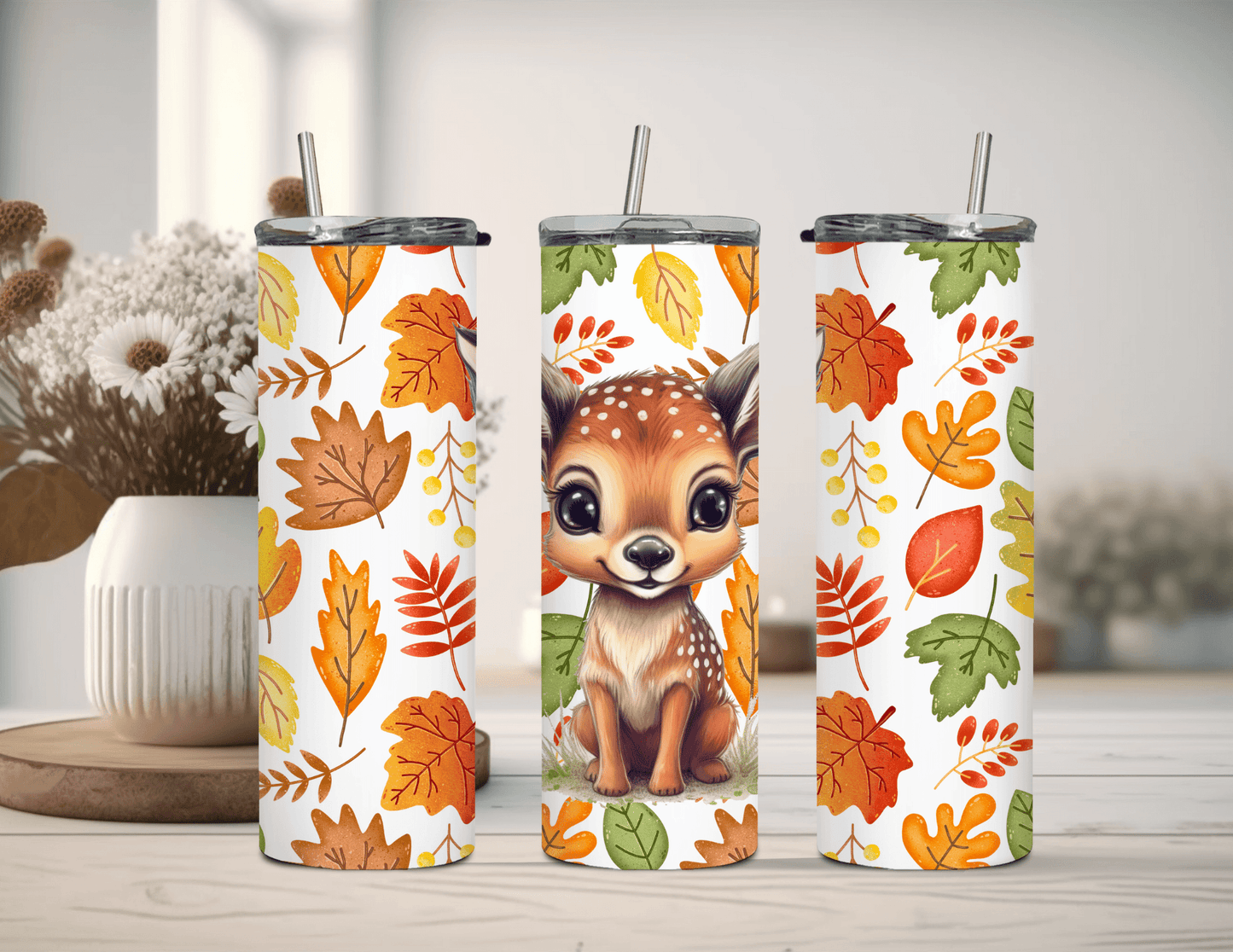 Fall Baby Deer 20 oz Skinny Tumbler