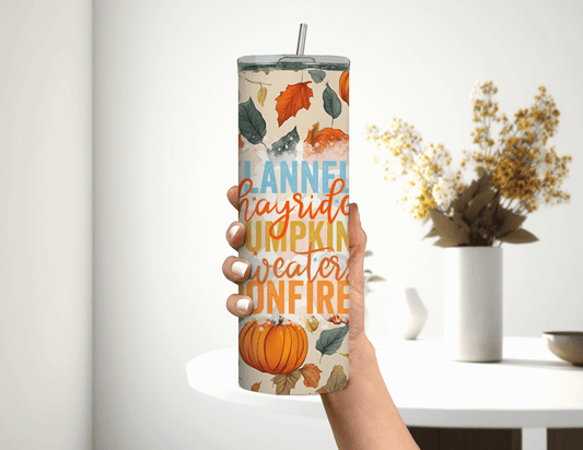 Fall Flannels and Hayrides 20 oz Skinny Tumbler