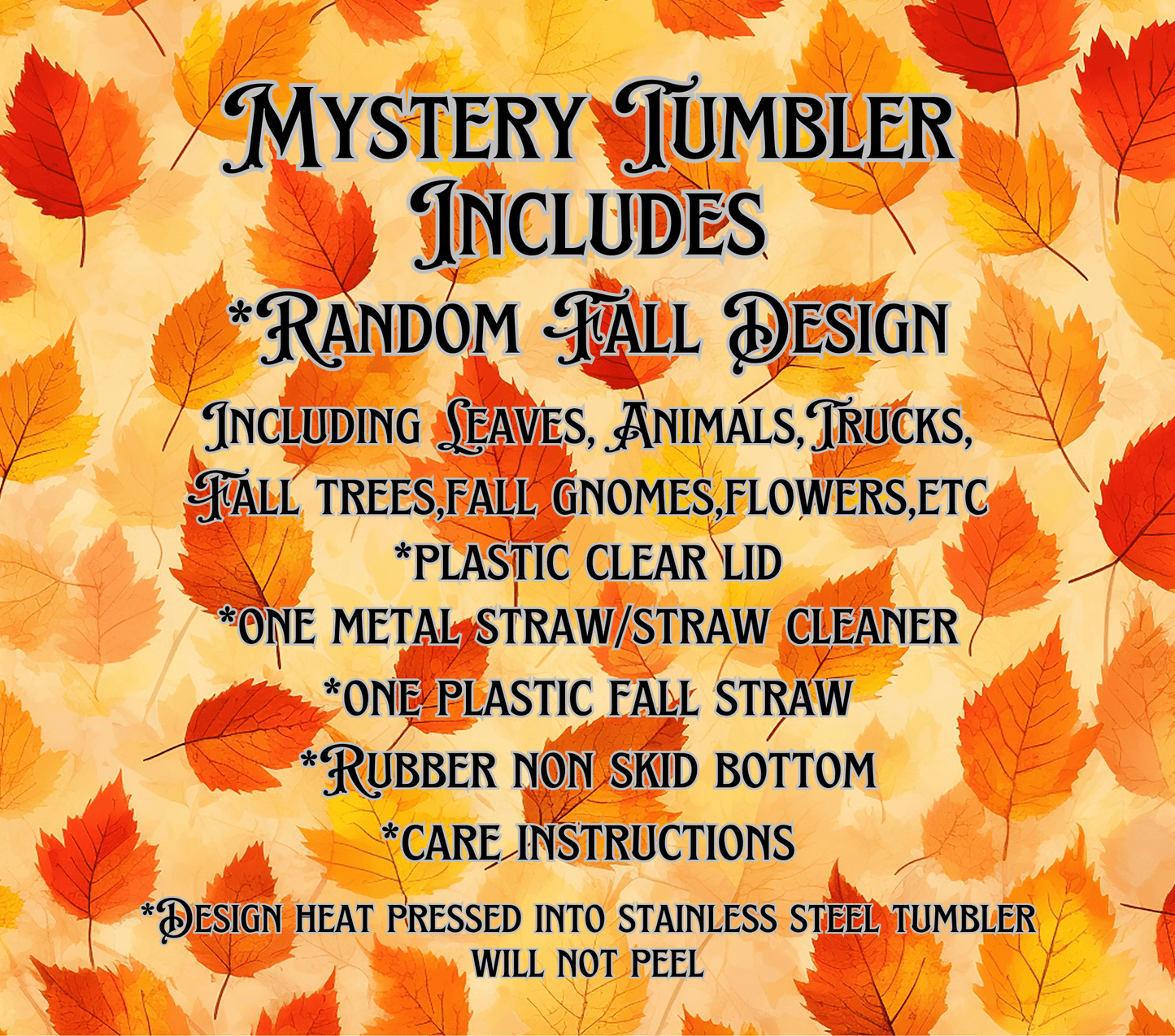 Fall Themed Mystery Tumbler with Mystery Gift Bag