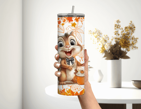 Fall Pumpkin and Spice Chipmunk 20 oz Skinny Tumbler