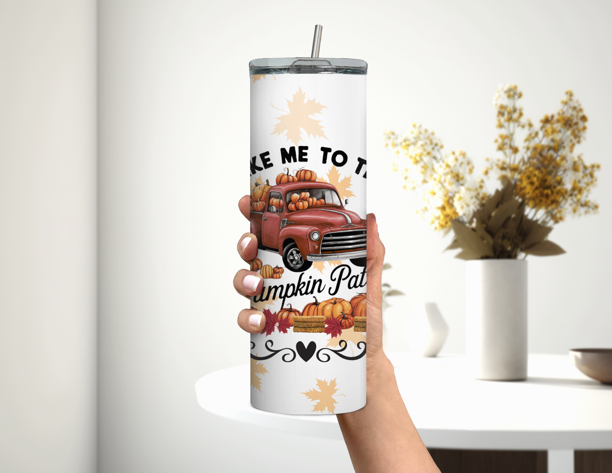 Fall Truck with Pumpkins Tumbler