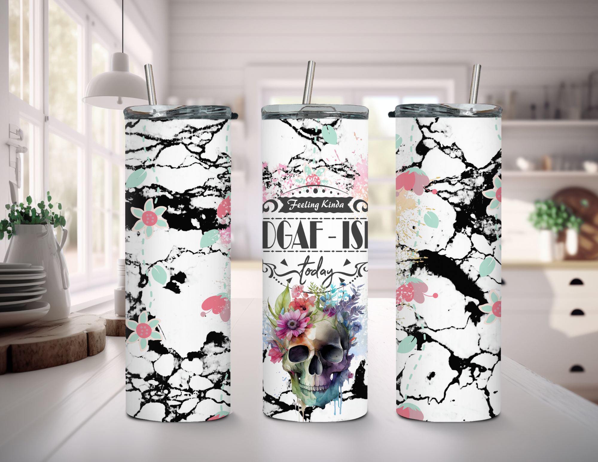 Feeling Kinda IDGAF-ish 20 oz Skinny Sublimation Tumbler