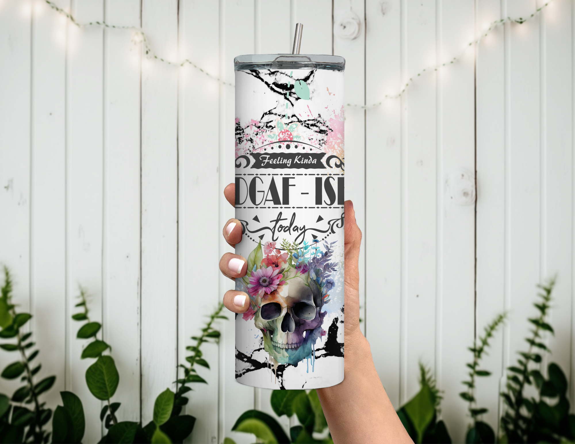 Feeling Kinda IDGAF-ish 20 oz Skinny Sublimation Tumbler