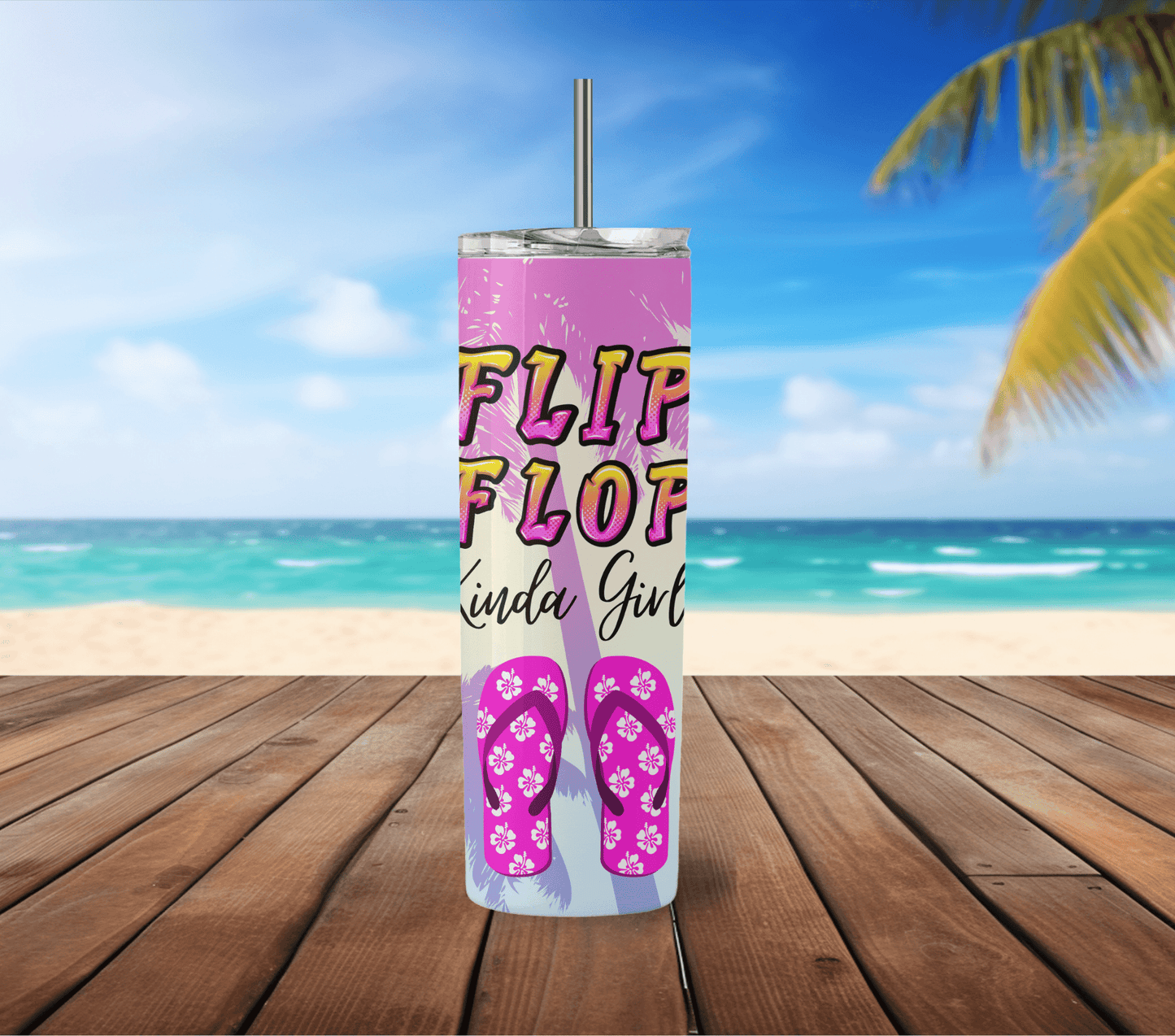 Vaso delgado de 20 oz de Flip Flop Kinda Girl