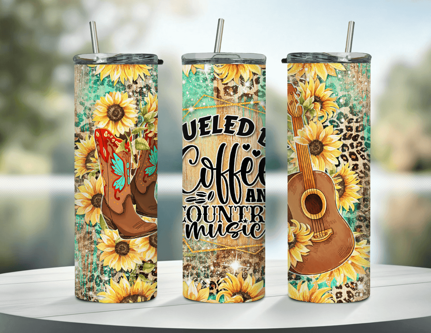 Fueled by Coffee and Country Music 20 oz Skinny Tumbler