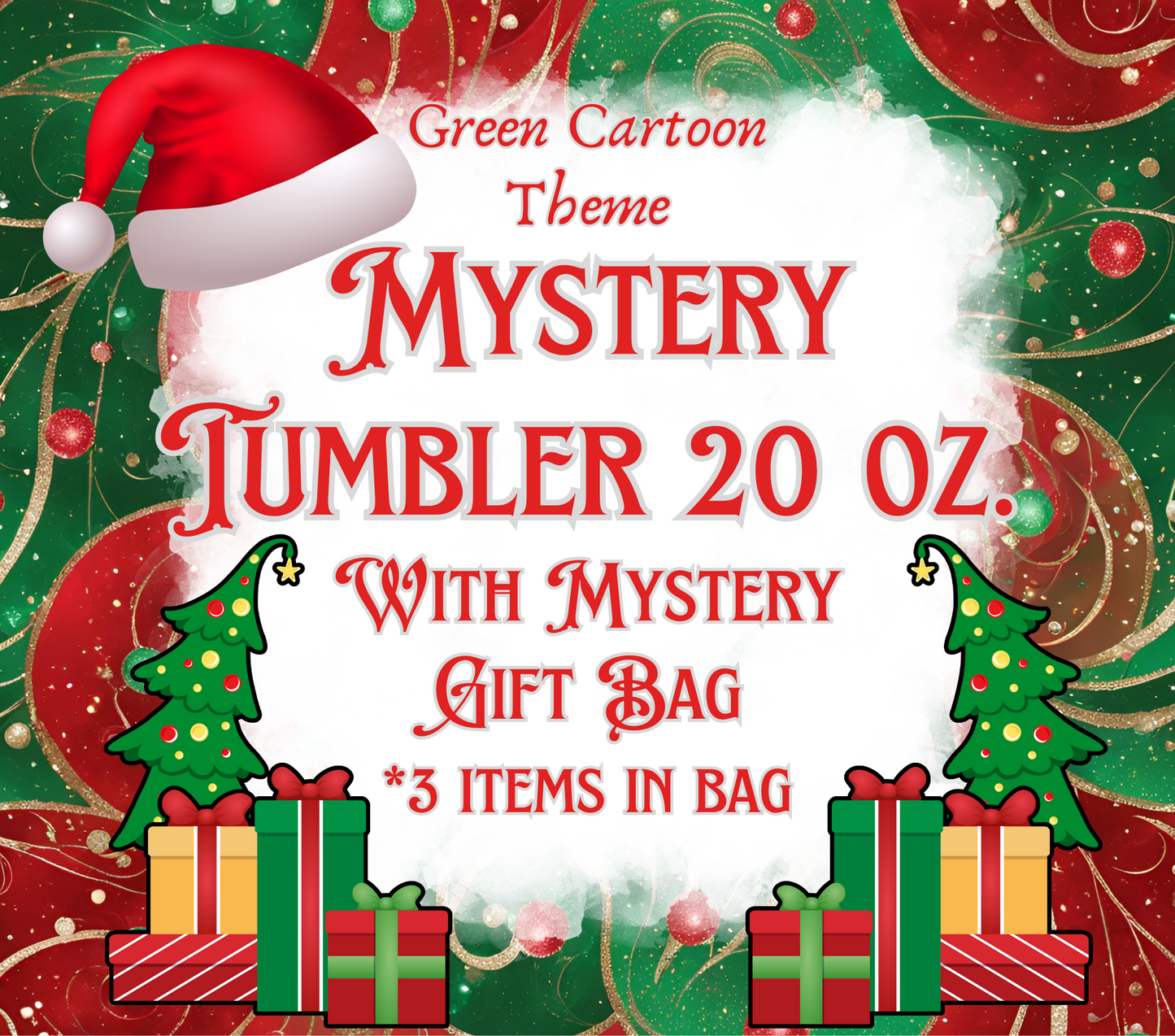 Grinch Cartoon Theme Mystery Tumbler 20 oz with Mystery Bag