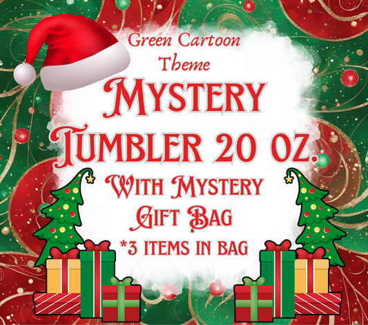 Green Cartoon Theme Mystery Tumbler 20 oz with Mystery Bag